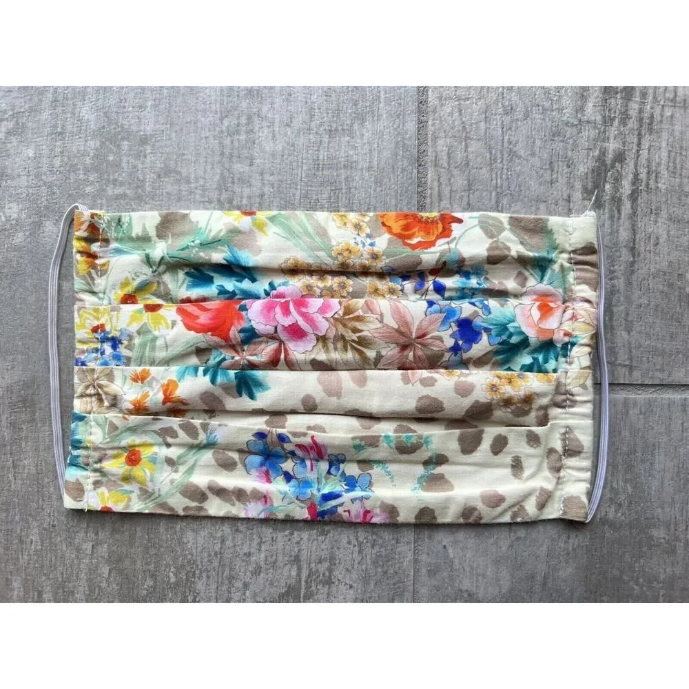 JOHNNY WAS Boho Designer Face Cover Mask Cotton Lined Floral Washable Reusable